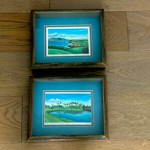 RARE- Larry Dotson Signed Original Framed Art- 2 pc Set